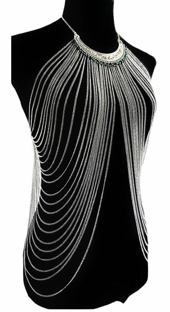 Handmade Layered Metal Body Chain: Adjustable Harness