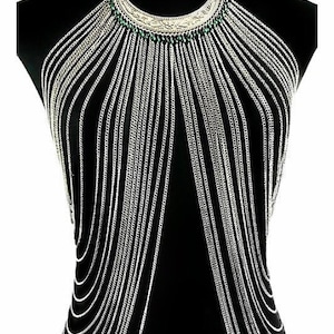 Malachite Layered Body Chain: Handmade Adjustable Metal Harness image 2