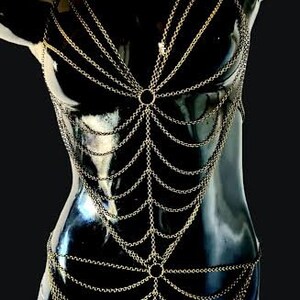 Radiant Revelry: Full Body Chain Harness in Bronze or Silver for Sensual Festivities image 4