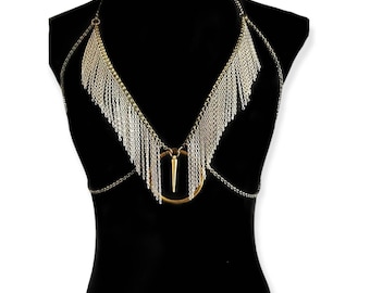 Sensual Fringe Body Chain: Layered Bralette