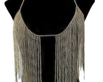 Bronze Fringe Unisex Body Chain: Adjustable and Dramatic