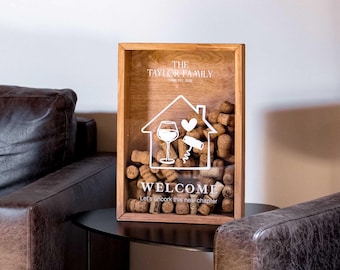 Adventure Wine Cork Box, Travel Memory Shadow Box, Cork Collection Holder, Souvenir Display for World Travelers, Personalized Gift