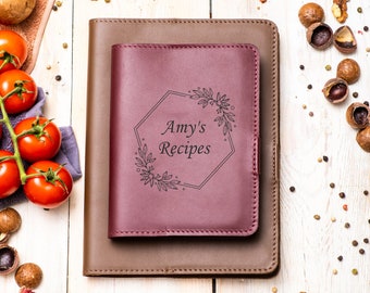 Personalized Recipe Book for Her, Mother's Day Gift for Mom, Grandma with a Leather Cover Recipe, Family Recipe Journal, Gift for Women