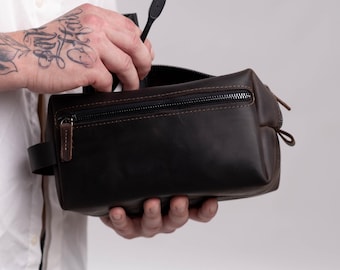 ANCIENNE TROUSSE DE nécessaire de toilette vintage en simili cuir noir EUR 9,00 - FR