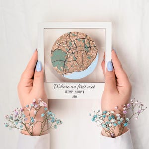 Decoração de mapa de localização exclusiva, arte de mapa de cidade personalizada, local do primeiro beijo, onde nos conhecemos, aniversário, presente de casamento para marido, mapa impresso para pedido de casamento