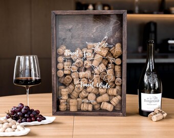 Travel Wine Cork Box, Adventure Memory Shadow Box, Cork Holder for Travelers, Travel Keepsake Gift, Personalized Wine Lover Gift
