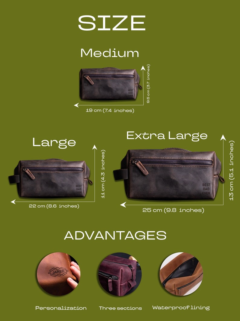 Unique Gift For Husband, Men Toiletry Bag Personalized, Leather Dopp Kit, Groomsmen Gift, Mens Toiletry Bag Shaving Kit, Dad Gift Ideas image 5