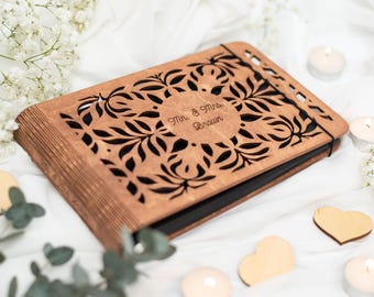 Custom Birch Plywood Wedding Guest Book, Personalized Keepsake Album