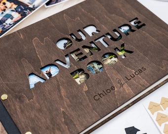 Personalized Adventure Photo Album, Custom Scrapbook Memory Book, Couples Anniversary Gift, Wedding Photo Album, Travel Keepsake