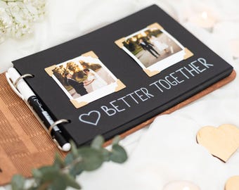 Wedding Photo Album, Personalized Wedding Scrapbook, Custom Engraved Photo Album, Rustic Guest Book