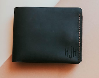 Monogrammed Gift for Him, Unique Birthday Gift,  Groomsmen Gift, Engraved Leather Wallet, Custom Wallet for Men, Leather Anniversary Gift