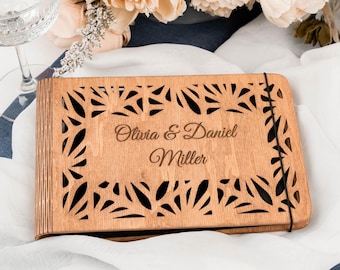 Wooden Wedding Album, Custom Wedding Photo Album, Engraved Guest Book, Rustic Wedding Scrapbook