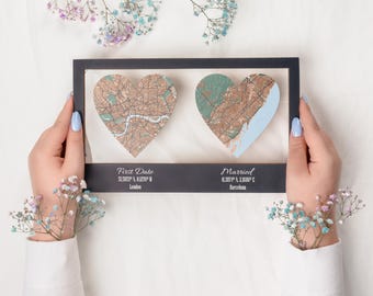 Aangepaste stadskaart kunst aan de muur, gepersonaliseerde houten kaart, jubileumcadeau voor koppels, housewarmingcadeau, nieuw interieur