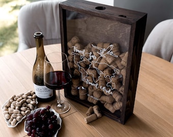 Travel Cork Box, Plywood Memory Holder, Personalized Keepsake Gift