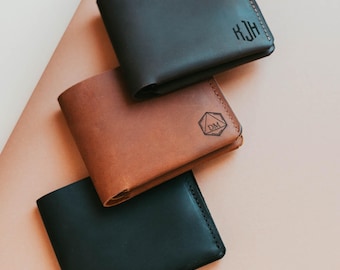 Slim Full Grain Leather Wallet, Personalized Gifts For Husband, Men Bifold Wallet, Custom Mens Leather Wallet, Mens Fashion Accessories