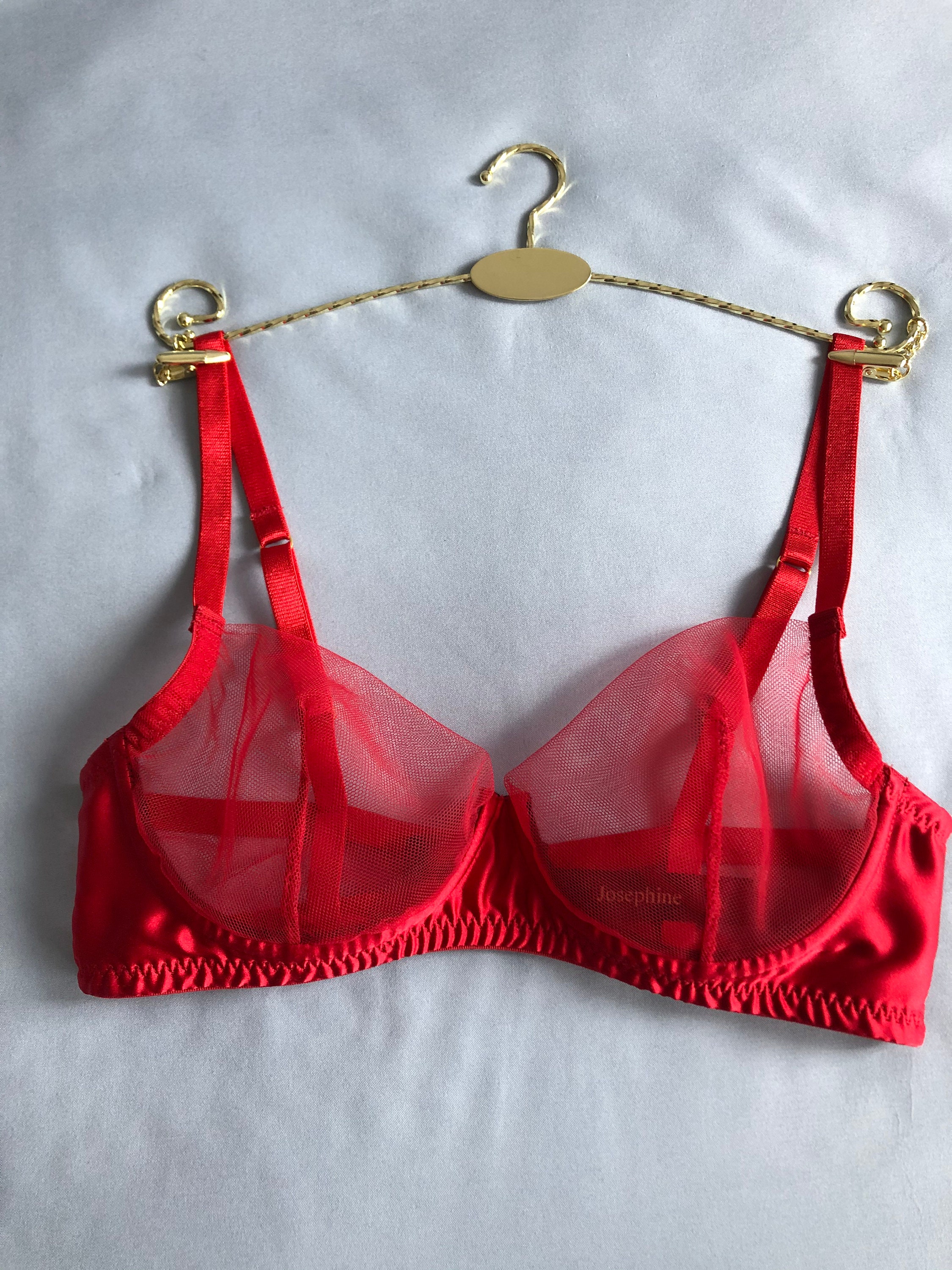 Hot Red Silk Bra by Josephine Lingerie NY. 