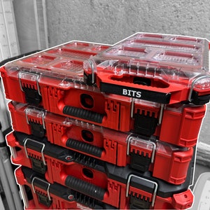 Benutzerdefinierter Labelgriff | Für Milwaukee PACKOUT | 5-Fächer Low-Profile-Kompakt-Kleinteile-Organizer