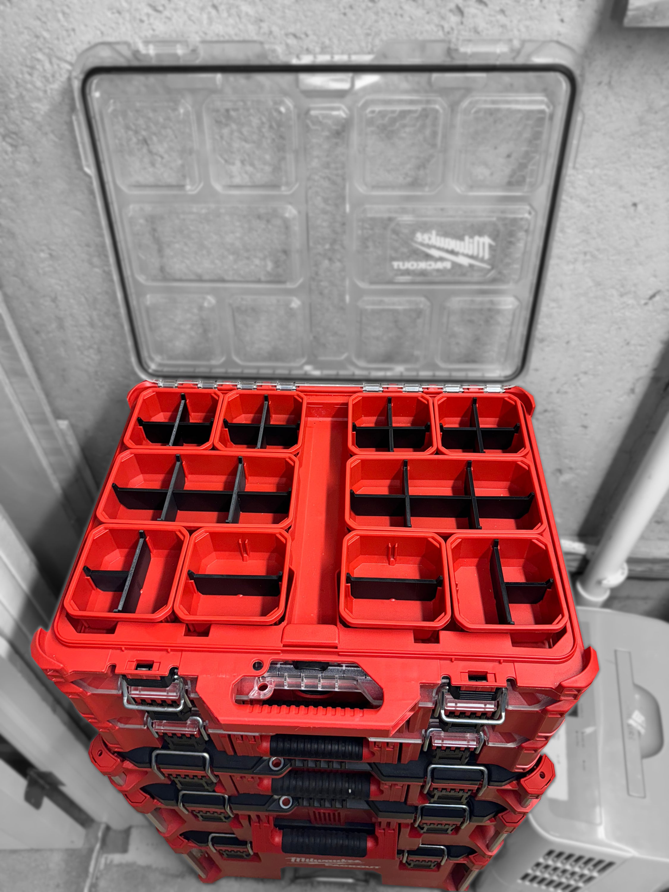 【マルコ】【リピ割】ハンドメイド組子細工(角-3×2) - 4セット Modular Bin Divider System, for Milwaukee PACKOUT, Low-profile