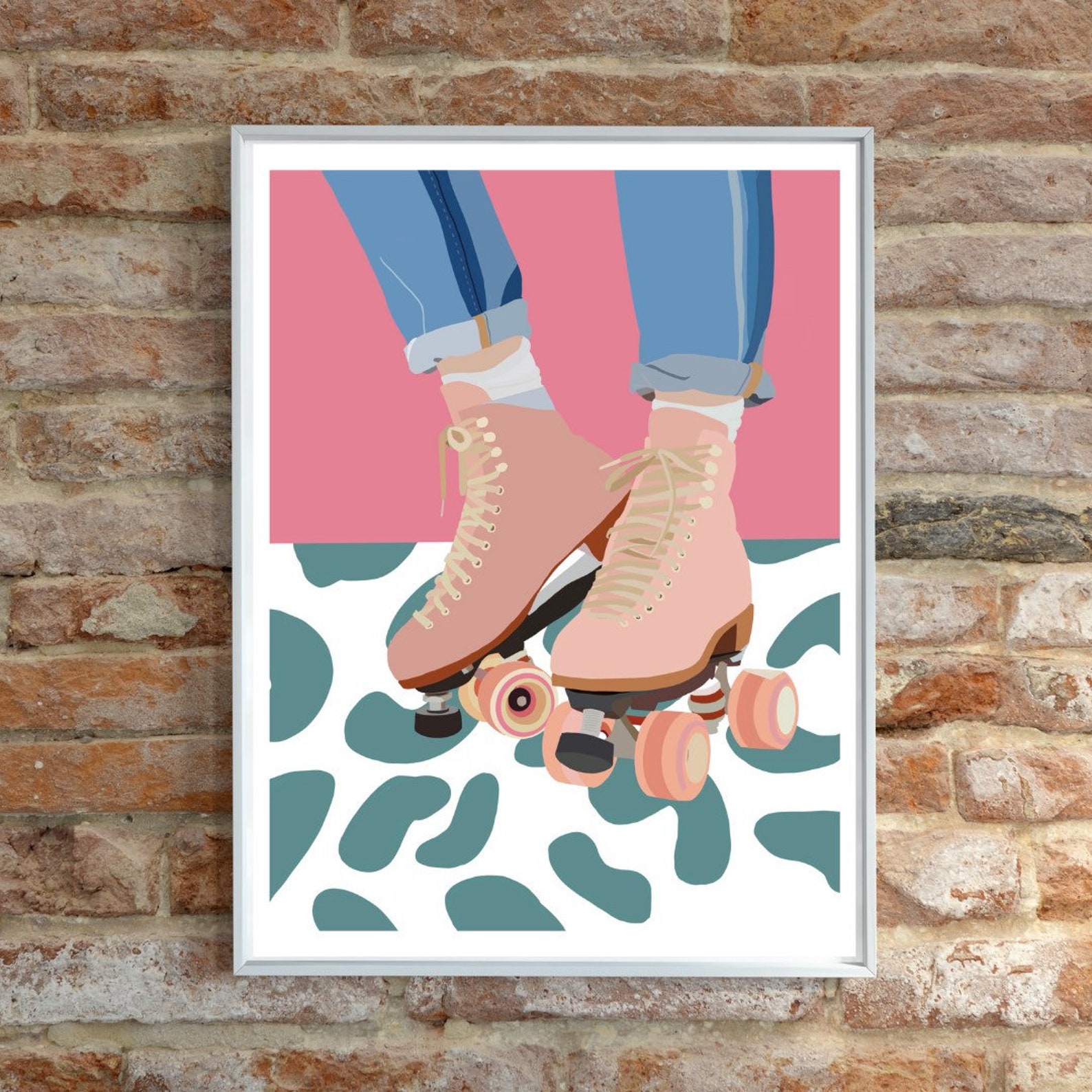 Roller Skating Print // Roller Skating Art // Retro Wall Art Etsy