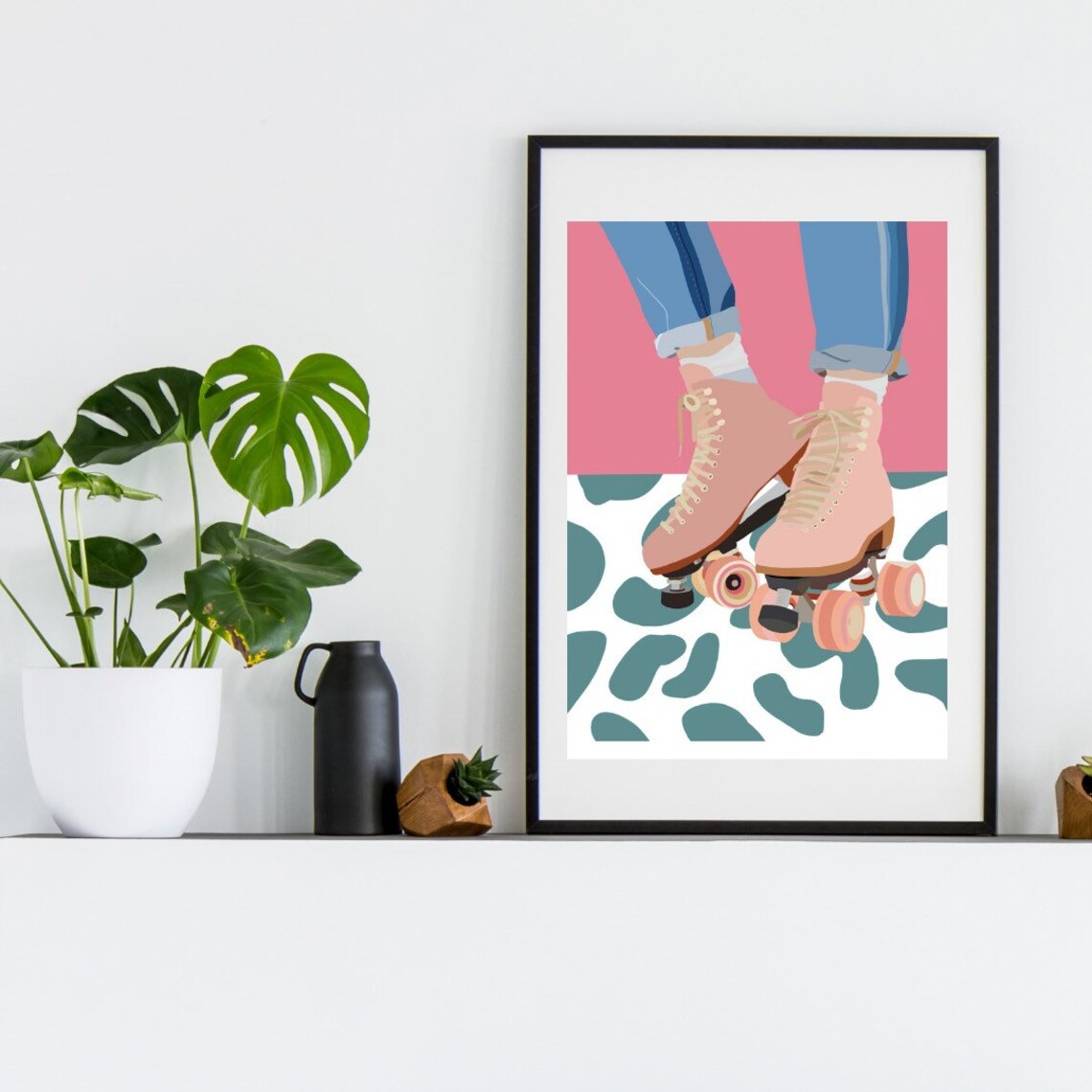 Roller Skating Print // Roller Skating Art // Retro Wall Art Etsy UK