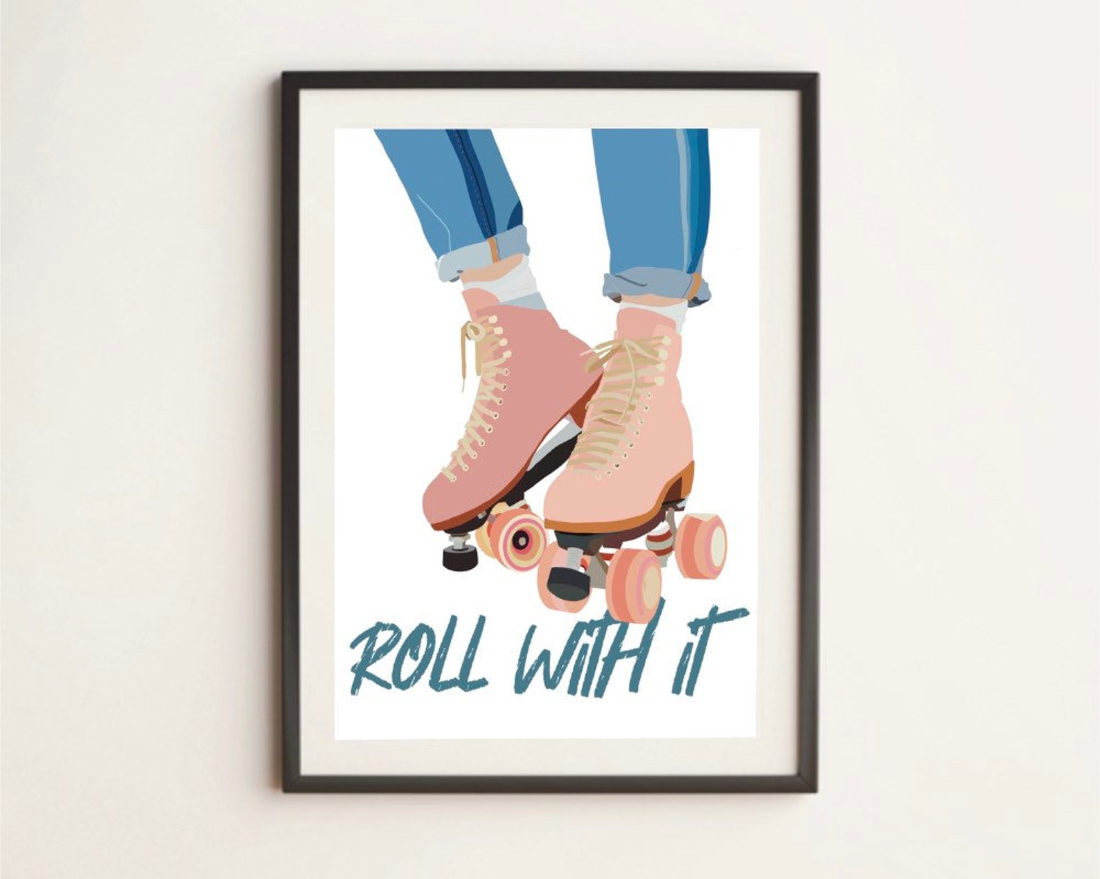 Roller Skating Print // Roller Skating Art // Retro Wall Art Etsy UK