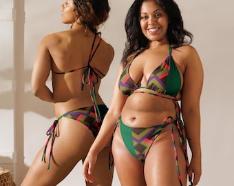 Kente All-over print recycled string bikini