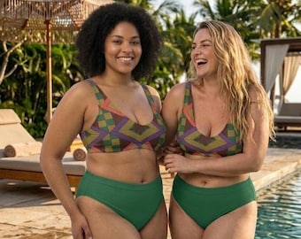 Kente Recycled high-waisted bikini