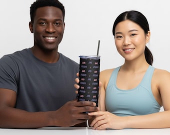 WE MOVE Stainless Steel Tumbler - Minimalist Travel Cup with Straw