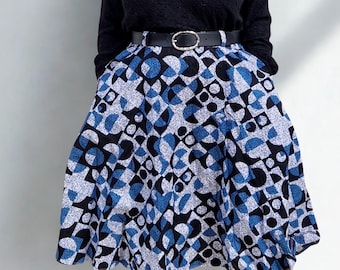 African Print A-Line Skirt, Handmade Kitenge Midi Skirt