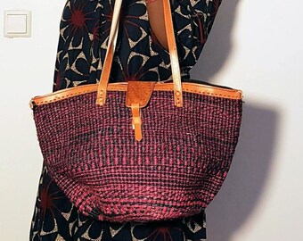 Pink sisal bag, woven bag, sisal bag, handmade bag, summer bag, Kiondo, African basket, shopping bag, Kenyan bag, pink bag, shoulder bag