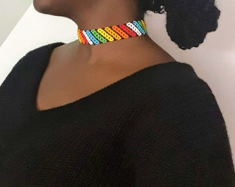 Collar hecho a mano, gargantilla africana, collar keniano, collar gargantilla, collares con cuentas, joyas africanas, gargantilla con cuentas