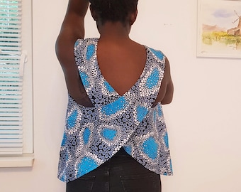 African print top, african clothing for women, cross back top, floral top, summer top, Ankara top, sleeveless top, tops