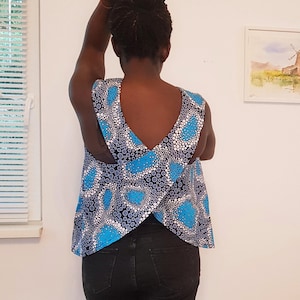 African print top, african clothing for women, cross back top, floral top, summer top, Ankara top, sleeveless top, tops