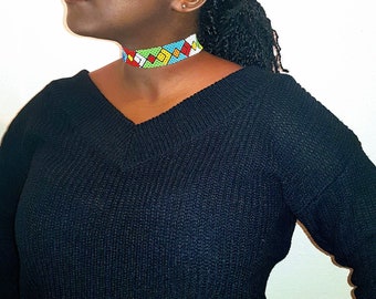 Collar, gargantilla, collar africano, collar keniano, gargantilla, collares de cuentas, joyas africanas, gargantilla de cuentas