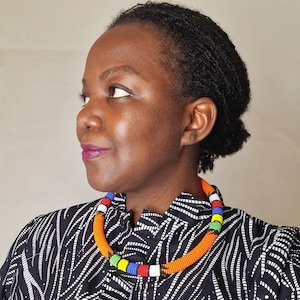 Beaded necklace, handmade necklace, African necklace, African jewellery, orange necklace