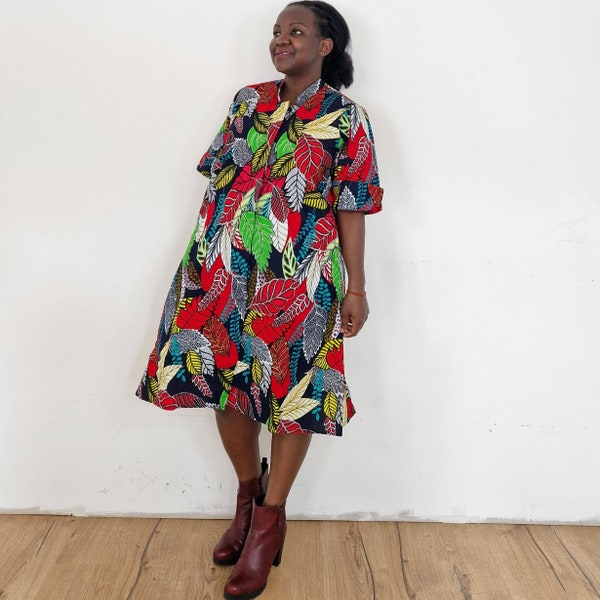 Blumenkleid, Kleid mit Taschen, afrikanisches Kleid für Frauen, Kleid mit afrikanischem Druck