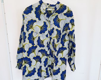 Floral Kitenge Blouse, African Print, 100% Cotton