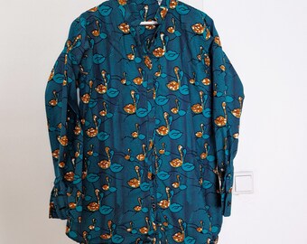Green shirt, blouse, Africa blouse, kitenge blouse, Africa shirt for woman, ducks print shirt