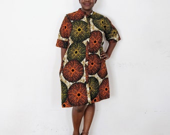 Africa dress, Shirt dress, shirt dress with pockets, African print dress with pockets, kitenge dress