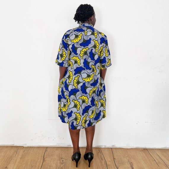 Shirt Dress Blouse Dress Kitenge Dress Ankara Midi Dress