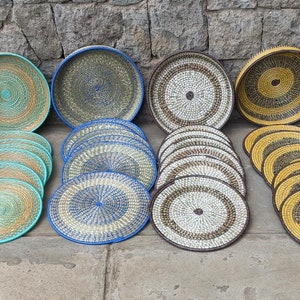 Placemats, African placemat,  table mats, handwoven placemats, handmade placemats, placemats set, round placemats, table wears, seagrass mat