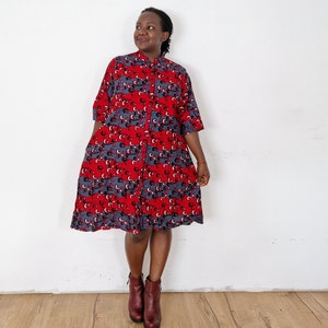 Mini Ankara Dress for Ladies, African Print Shirt Dress, Ankara