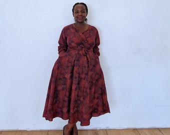 XS v-neck dress, African print dress, Shirt dress, Ankara dress, African clothing for women