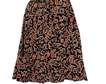 Handmade African Print Cotton Skirt, High Waist A-Line