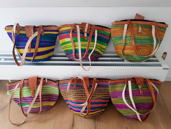 WOVEN Zipper Bucket Bag, Handmade in NEPAL