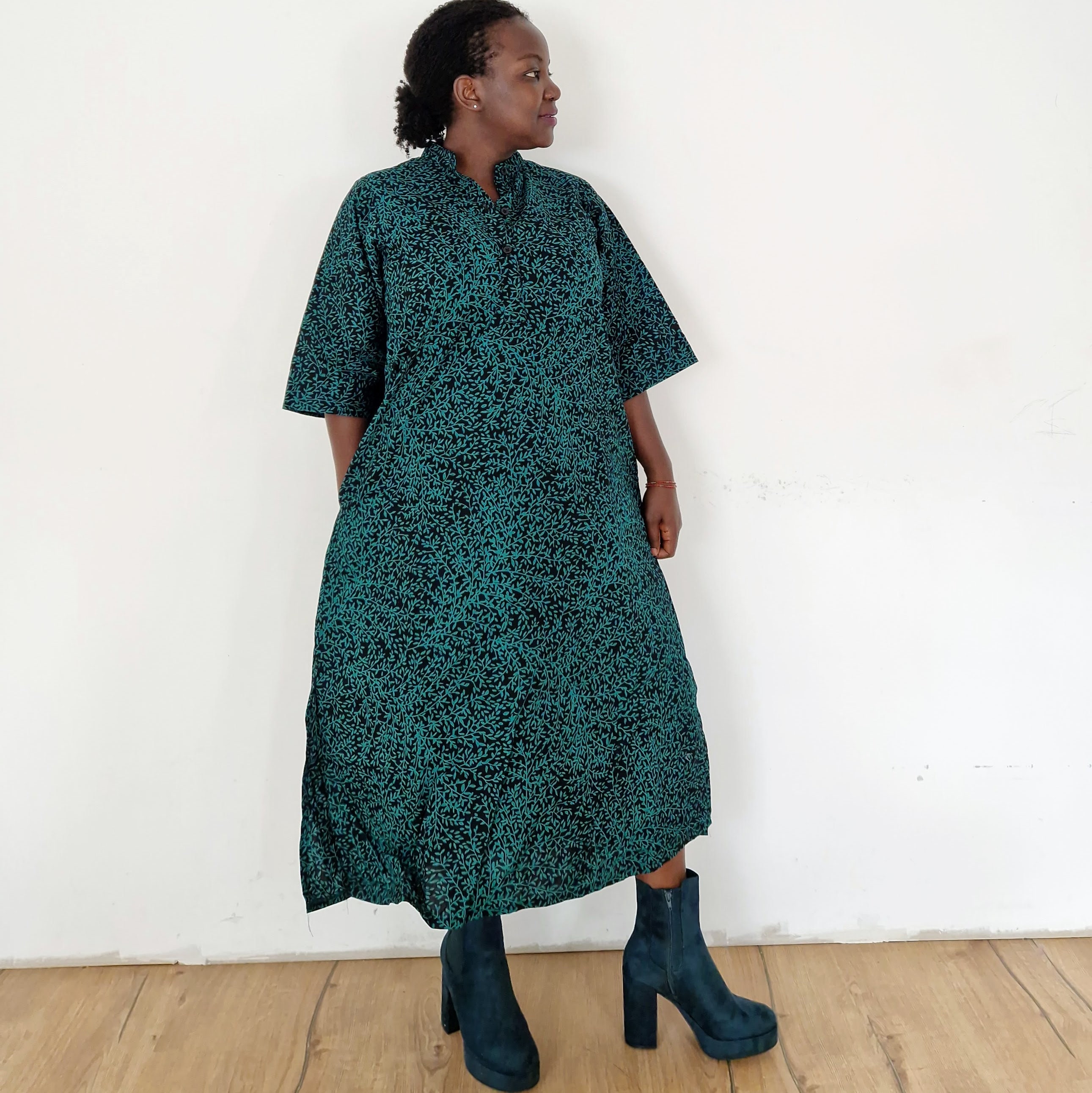 green emerald velvet dress Traditional African Kitenge Dashiki Kanga Print Fitted Knee Length One   Asigbe