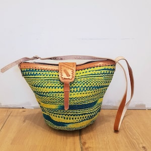Woven bag, yellow bag, sisal bag, crossbody bag, green bag, Kenya bag, Kiondo, sling bag, shoulder bag