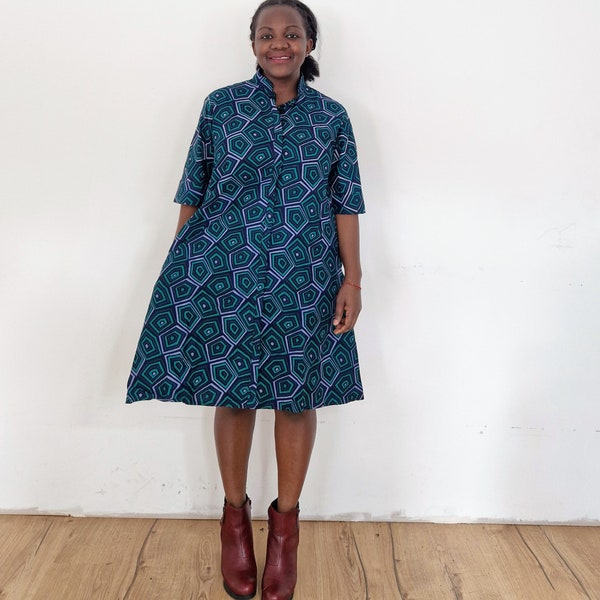 Afrikanisches Druckkleid mit Taschen, afrikanische Kleidung für Frauen, Kleid mit Taschen