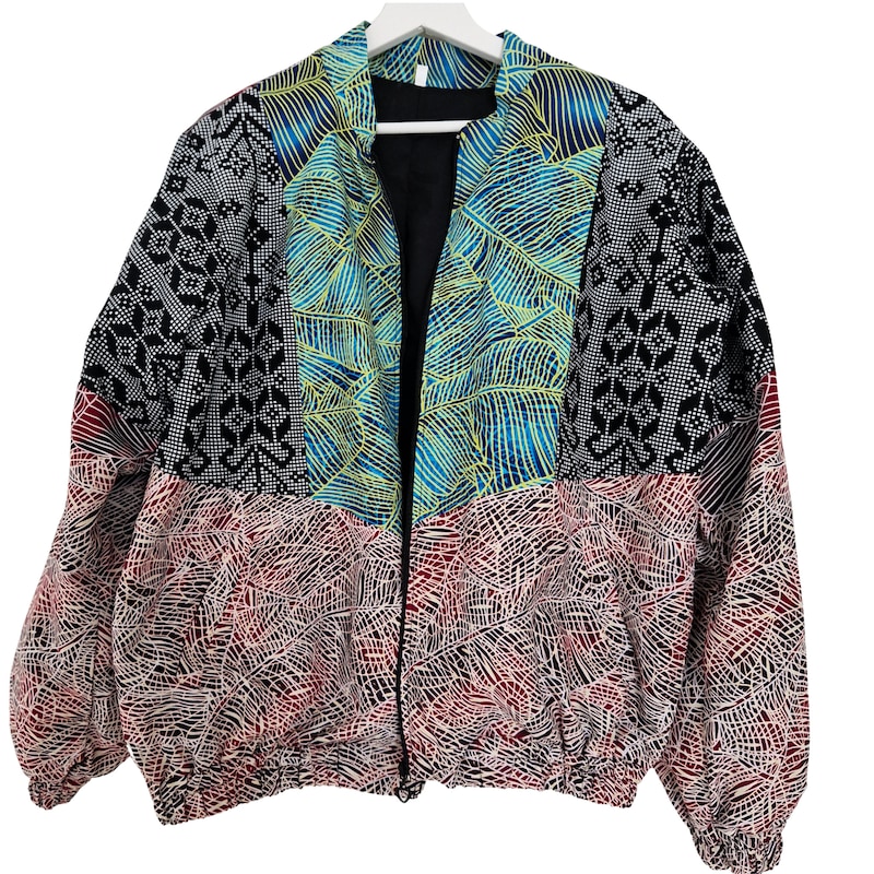 African Print Light Jacket Blue