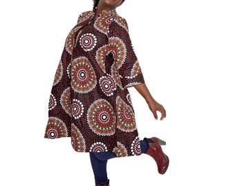 Shirt dress, A-line dress, African print dress, Africa dress, Dress with pockets